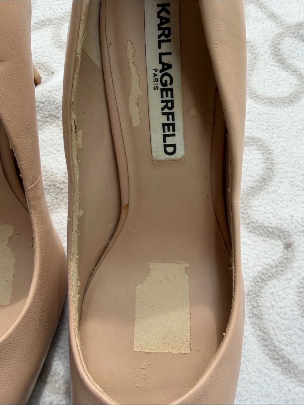 Karl Lagerfeld Beige Pointed-Toe Leather Pumps